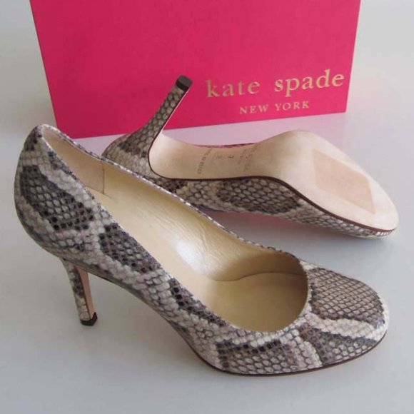 KATE SPADE Karolina sand python print pumps 7 Italy - Picture 2 of 9